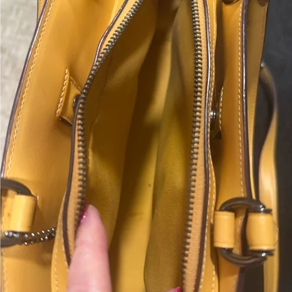 Coach Signature Beige and Yellow Satchel Purse - Picture 4 of 5
